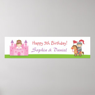 Póster Banner de la fiesta de cumpleaños de la princesa y