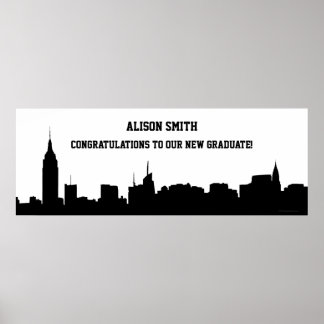 Póster Banner de la fiesta de graduación de silueta de la