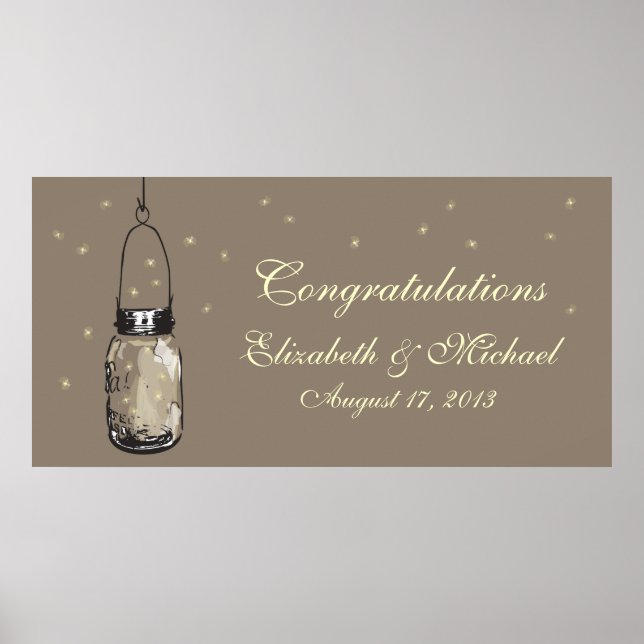 Póster Banner de Mason Jar y Fireflies (Frente)