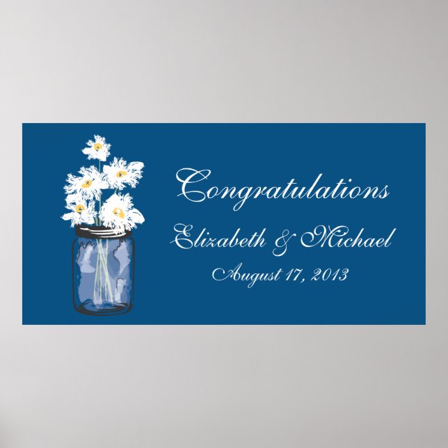 Póster Banner de Mason Jar y White Daisies (Frente)