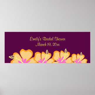 Póster Banner de Personalizable de flores morado de Hibis