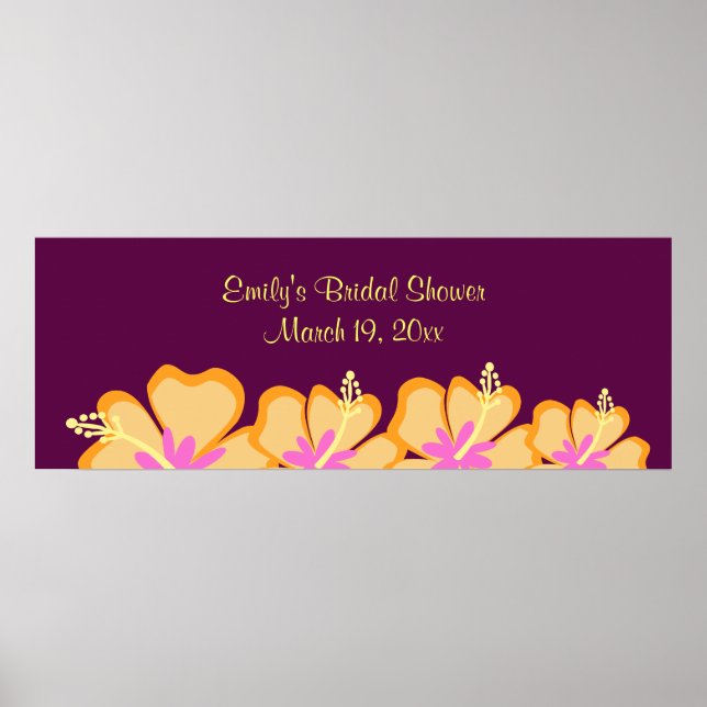 Póster Banner de Personalizable de flores morado de Hibis (Frente)