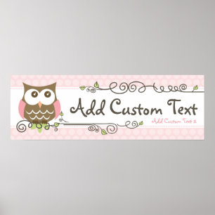 Póster Banner de personalizado Baby Shower Owl