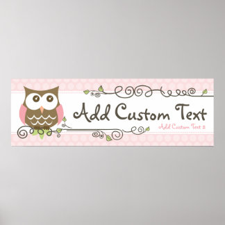 Póster Banner de personalizado Baby Shower Owl