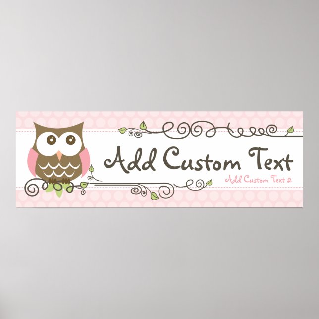 Póster Banner de personalizado Baby Shower Owl (Frente)
