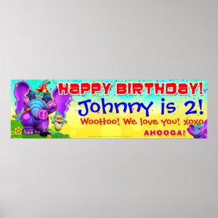 Póster Banner estrella del cumpleaños del maní de 40"x12"