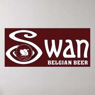 Póster Banner horizontal de cerveza belga vintage y Swan