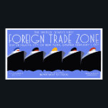 Póster Banner horizontal gigante Puerto Art Deco de Nueva<br><div class="desc">Nuestro vector remake de un poster WPA de 1937. ¿Por qué un vector rehace sobre una simple reproducción? Los colores son mucho mejores y más brillantes y sin decoloración, sin rasguños, sin desgaste, sin polvo ni suciedad. ¡Cualquier tamaño posible de hasta 5 pies (o más cuando esté disponible en Zazzle)!...</div>