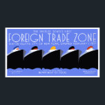 Póster Banner horizontal gigante Puerto Art Deco de Nueva<br><div class="desc">Nuestro vector remake de un poster WPA de 1937. ¿Por qué un vector rehace sobre una simple reproducción? Los colores son mucho mejores y más brillantes y sin decoloración, sin rasguños, sin desgaste, sin polvo ni suciedad. ¡Cualquier tamaño posible de hasta 5 pies (o más cuando esté disponible en Zazzle)!...</div>
