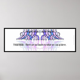 Póster Banner Motivacional Art Deco Teamwork (Plum,Blue)