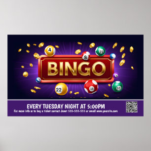 Póster Banner nocturno de Bingo PTO