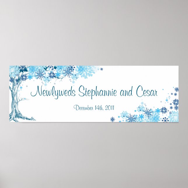 Póster Banner personalizado de 22.5" x7.5" Árbol azul / S (Frente)