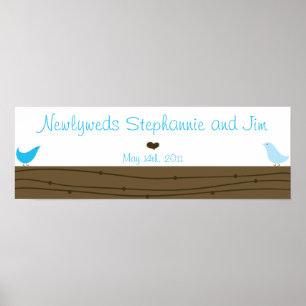 Póster Banner personalizado de 22.5"x7.5" Aves amorosas