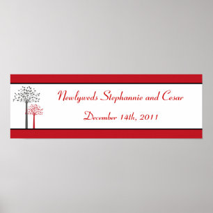 Póster Banner personalizado de 22.5"x7.5", gris/rojo rojo