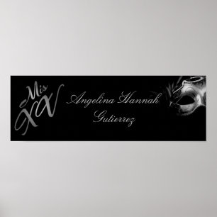 Póster Banner personalizado de 22.5"x7.5" Mis XV Plata