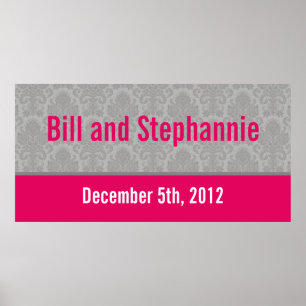 Póster Banner personalizado de 22,5" x 7,5" Damasco gris 