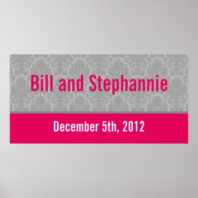Póster Banner personalizado de 22,5" x 7,5" Damasco gris  (Frente)