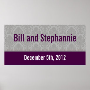 Póster Banner personalizado de 22,5" x 7,5" Damasco gris 