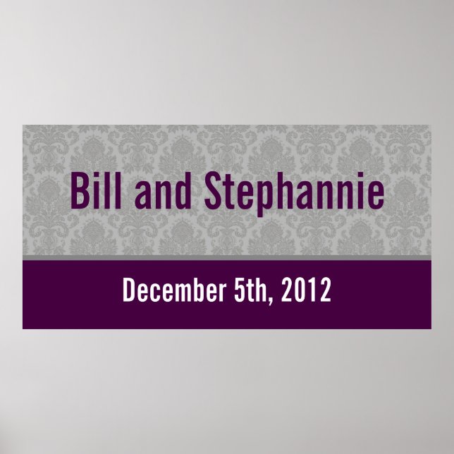 Póster Banner personalizado de 22,5" x 7,5" Damasco gris  (Frente)