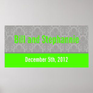 Póster Banner personalizado de 22,5" x 7,5" Damasco gris 