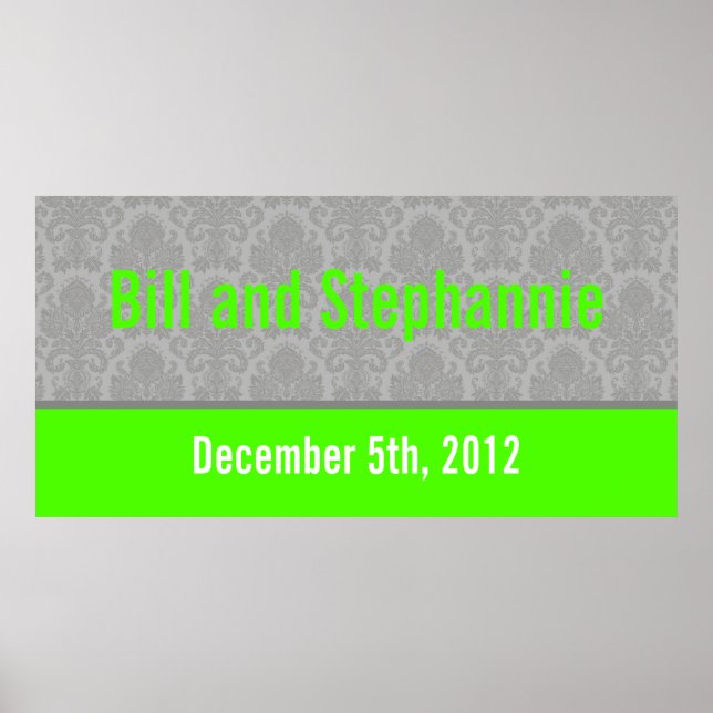 Póster Banner personalizado de 22,5" x 7,5" Damasco gris  (Frente)