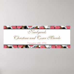 Póster Banner personalizado de 22.5"x 7.5" Flores rosas m
