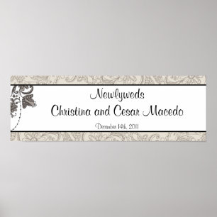 Póster Banner personalizado de 22,5" x 7,5" Gris Flourish