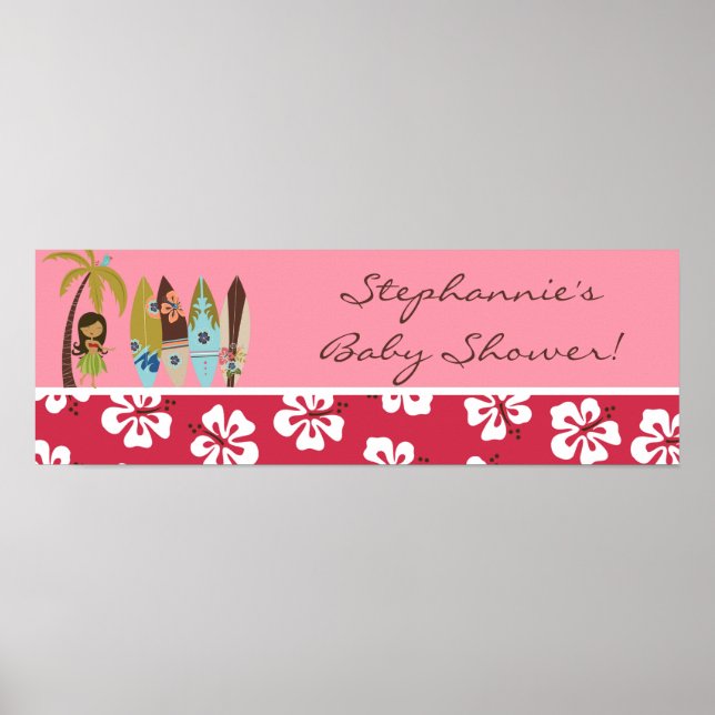 Póster Banner personalizado de 22.5" x 7.5" Luau hawaiano (Frente)