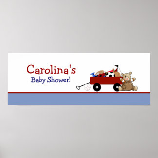 Póster Banner personalizado del oso de peluche rojo