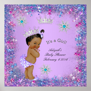 Póster Banner Princesa Baby Shower Lilac Verde azulada de
