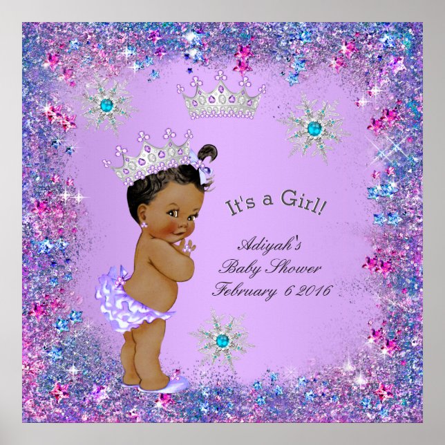 Póster Banner Princesa Baby Shower Lilac Verde azulada de (Frente)