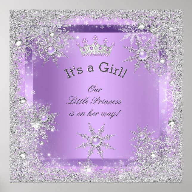 Póster Banner Princess Baby Shower Lilac Purple (Frente)