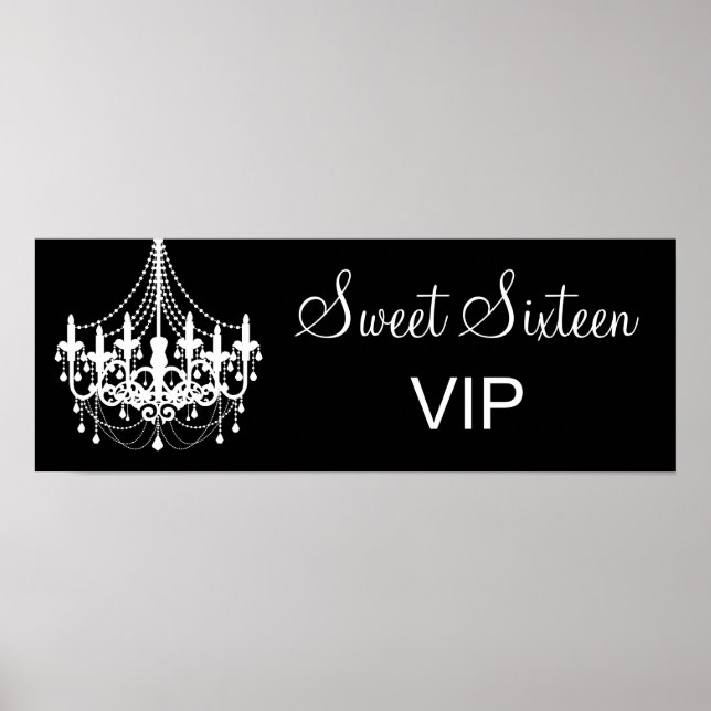 Póster Banner VIP de 16 VIP con candelabro negro y blanco (Frente)