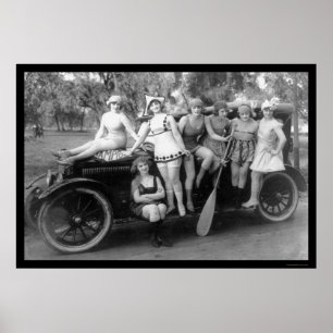 Póster Baño de bellezas en un coche 1919