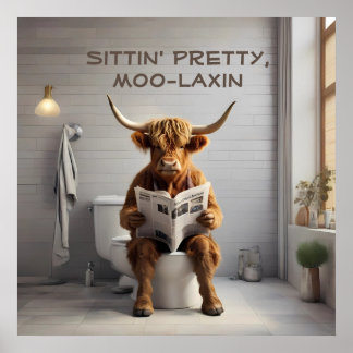 Póster Baño de bovino escocés de montaña Hillarious Wall