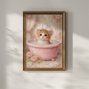 Póster Baño de gatito lindo