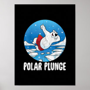 Póster Baño de invierno Polar Plunge Hice Jump Polar Bear