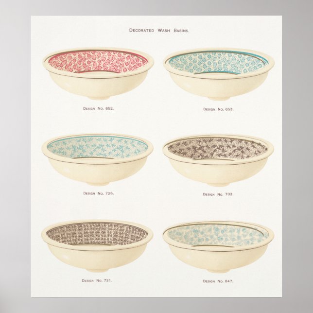Póster Baño de lavabo vintage cuencas vintage baño (Frente)
