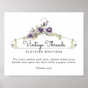 Póster Baño de lavado de manos con tienda de ropa