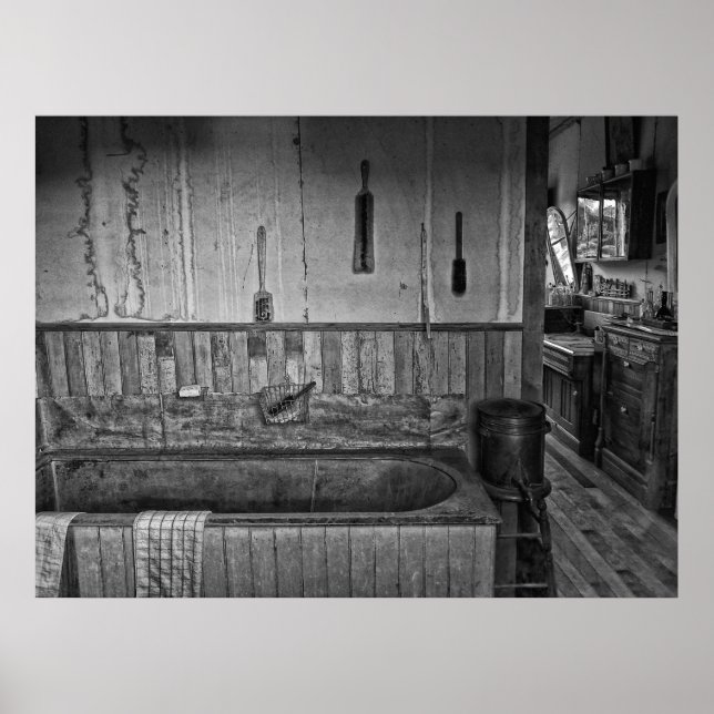 Póster Baño de peluquería del Viejo Oeste de Victoria (Frente)