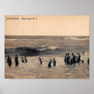 Póster Baño de surf, Bay Head NJ, Vintage