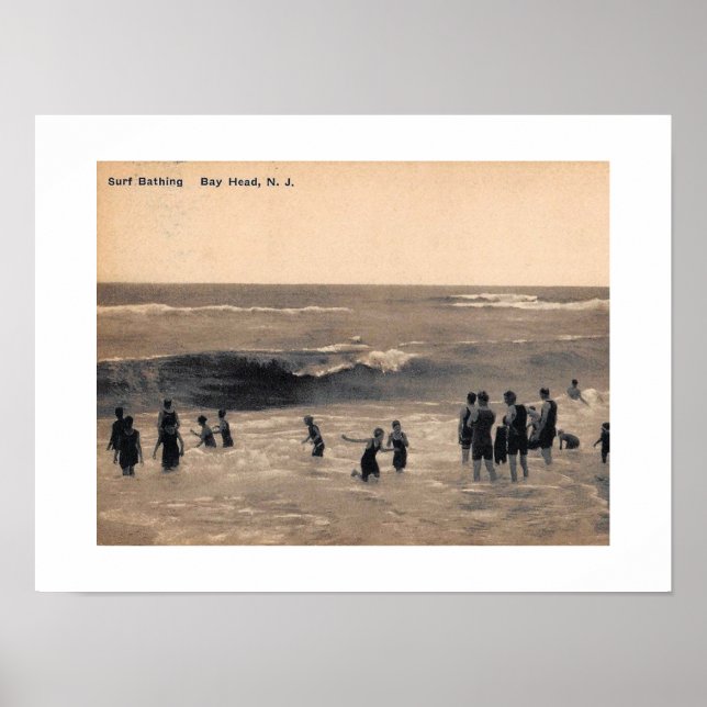 Póster Baño de surf, Bay Head NJ, Vintage (Frente)