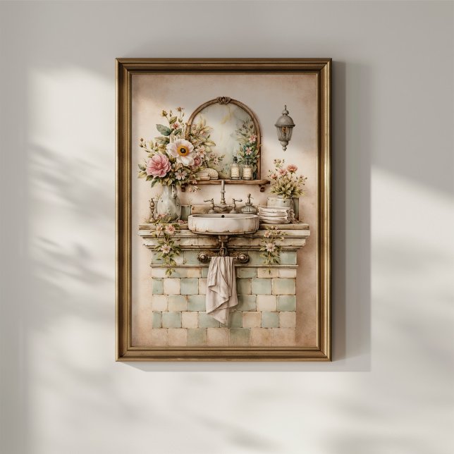 Póster Baño Floral Shabby Chic (Subido por el creador)