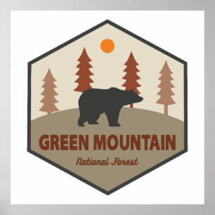 Póster Baño forestal nacional de la montaña verde