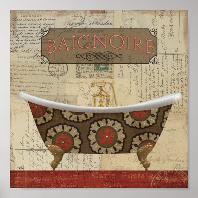 Póster Baño francés postal (Frente)