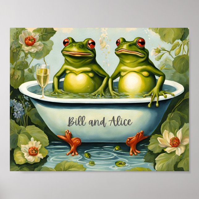 Póster Baño Jardín de la Pareja de Rana (Frente)