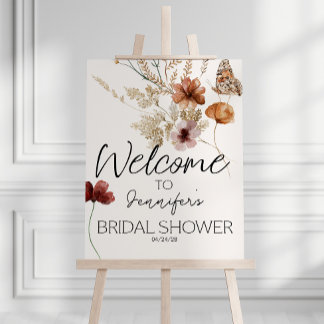 Póster Baño Nupcial Elegante Flores Minúsculas Vintage