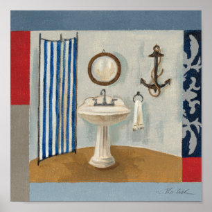 Póster Baño temático náutico