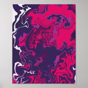 Póster Bañones de rosa brillante, morado oscuro y blanco