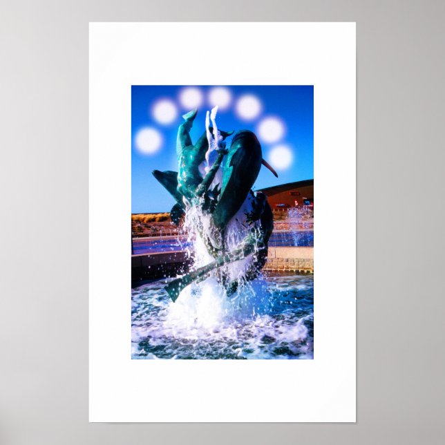 Póster Baños con fuente de delfines (Frente)